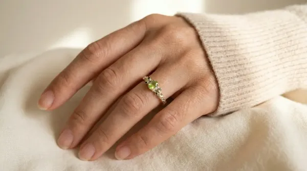 Saphir Peridot Ring 925 Silber vergoldet – Damen Ring mit Edelsteinen elegant & modern